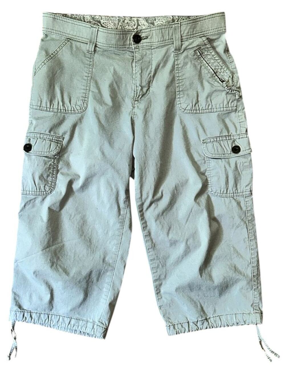 Lee Stone Gray Cargo Capri Pants 12